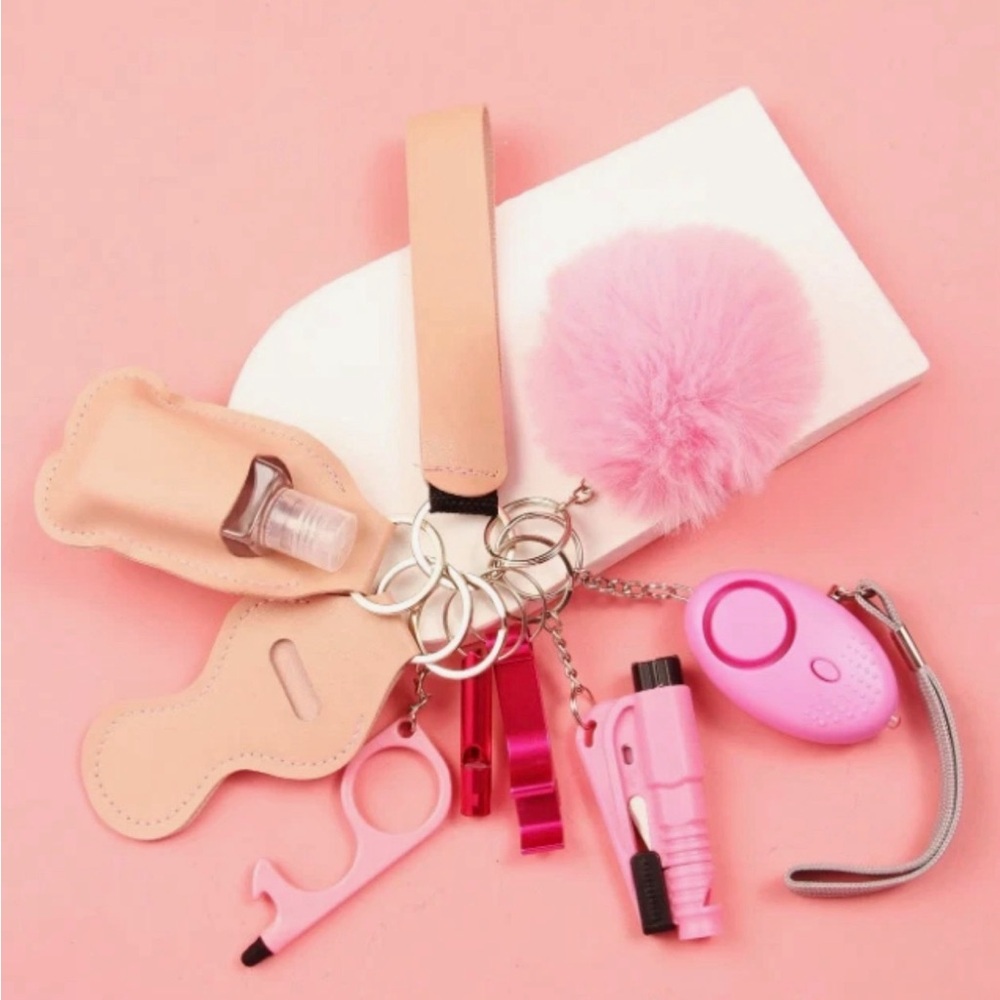 Pink Safety Keychain Set